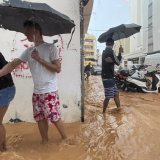 Sous des trombes d'eau, l'île d'Ibiza est inondée en de nombreux endroits. KEYSTONE/EPA/Sergio G. Canizares
